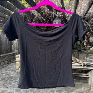 Z Supply Black Off-Shoulder Tee Small NWT